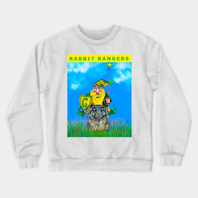 Dwarf Ranger Riding Rabbit Steed Art Crewneck Sweatshirt by DMcK Designs